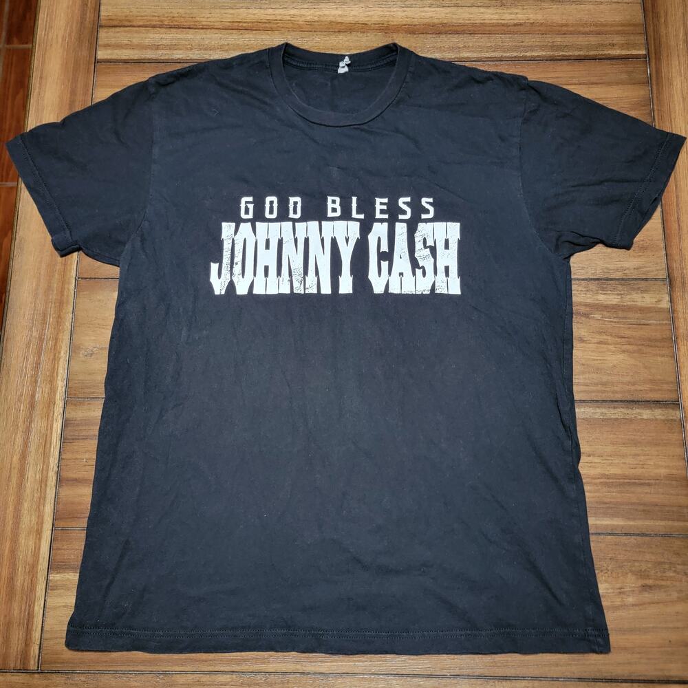 Redneck Country Club (RCC) Black Unisex Tee "God Bless Johnny Cash" - Size Large